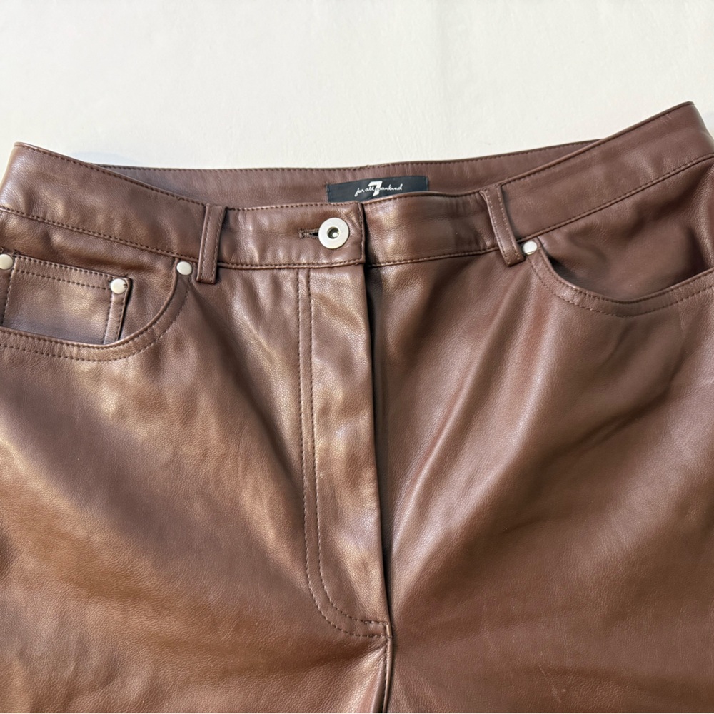 For All Man Kind Bootcut Faux Leather Pants Size M Womens Brown - Picture 2 of 8